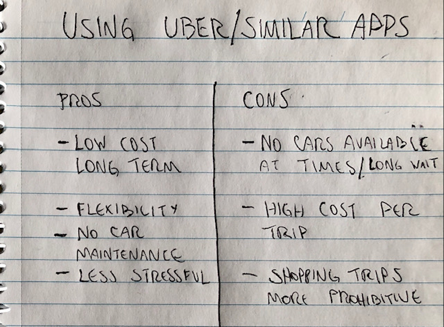 listing the pros and cons of a single alternative